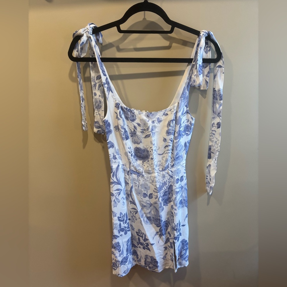 Reformation Blue and White Floral Dress